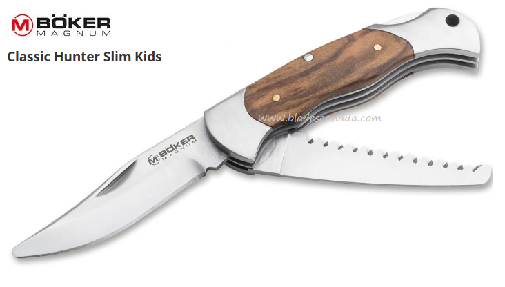 Boker Magnum Classic Hunter Slim Kids Folding Knife, 440A, Olive Wood, 01MB135